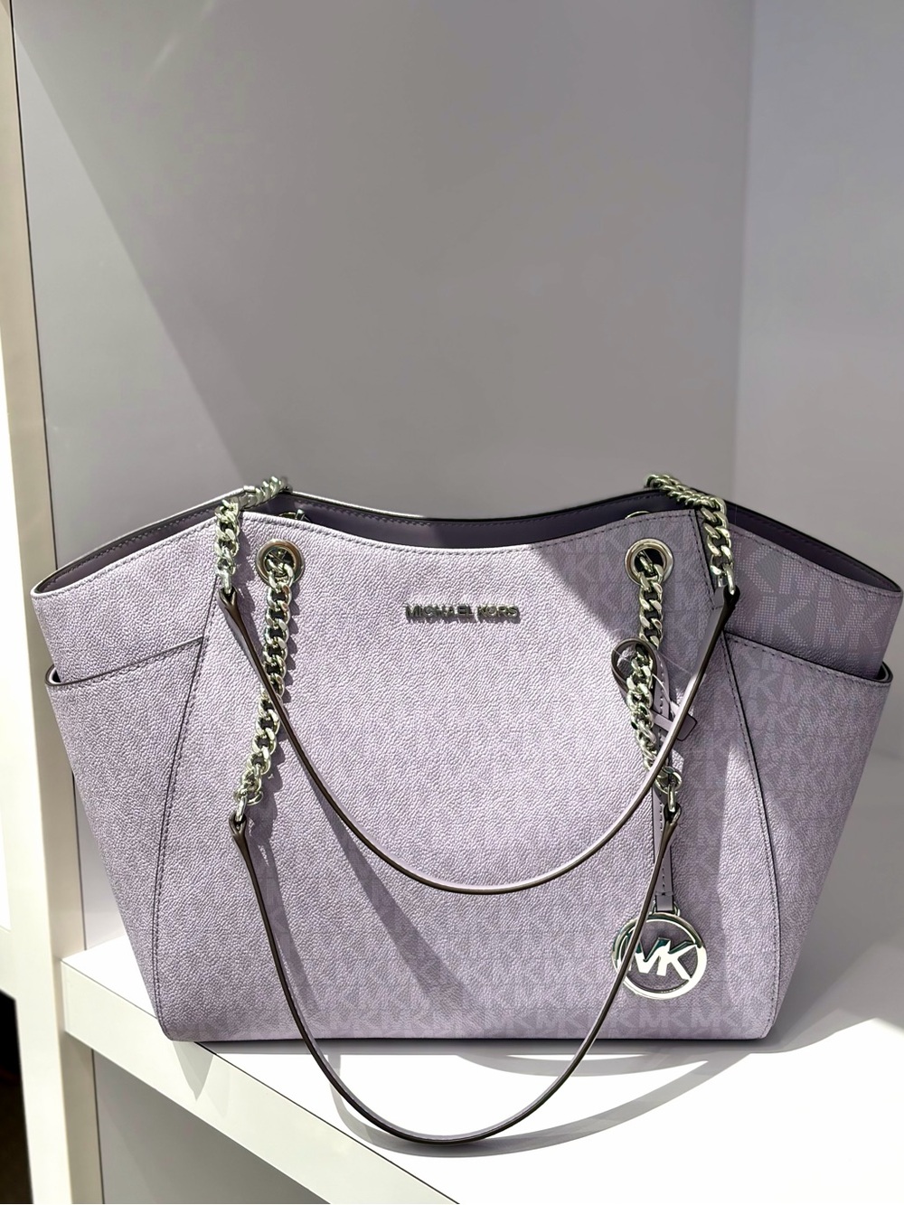 Michael Kors Lilac MK Signature Chain-Handle Tote